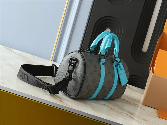 Louis Vuitton bolsa Boston verde bege monograma lona cilíndrico barril 9