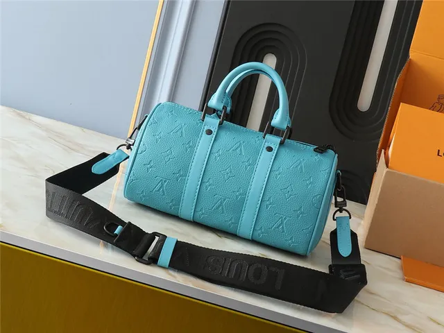 Louis Vuitton bolsa Boston verde bege monograma lona cilíndrico barril 17
