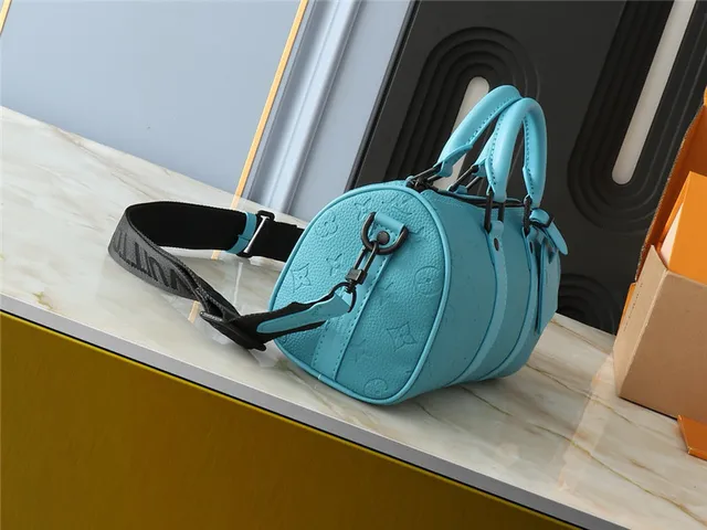 Louis Vuitton bolsa Boston verde bege monograma lona cilíndrico barril 18