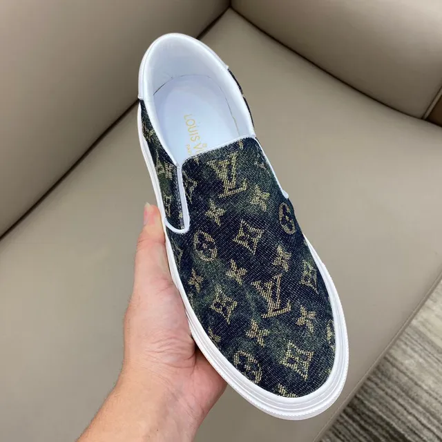 Louis Vuitton Green White Monogrammed Canvas Slip-On Construction Lifestyle Sneakers 4