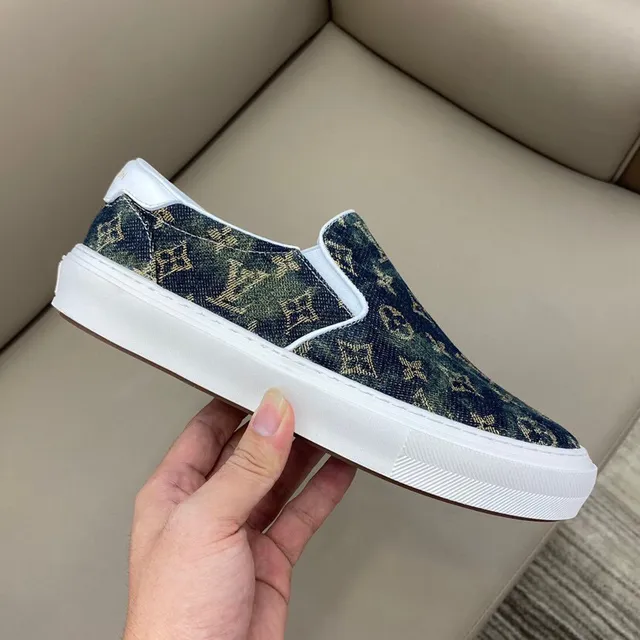 Louis Vuitton Green White Monogrammed Canvas Slip-On Construction Lifestyle Sneakers 5