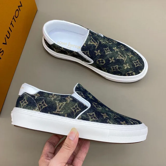 Louis Vuitton Green White Monogrammed Canvas Slip-On Construction Lifestyle Sneakers 6