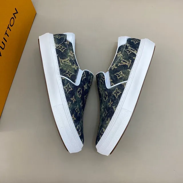 Louis Vuitton Green White Monogrammed Canvas Slip-On Construction Lifestyle Sneakers 7