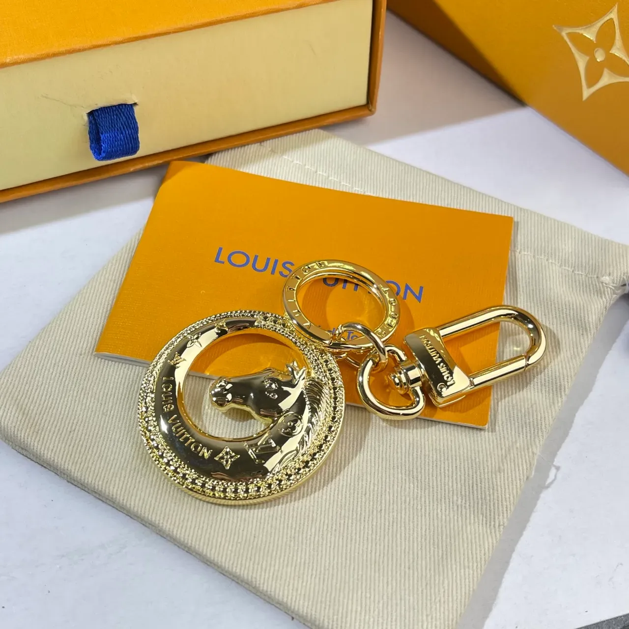 Louis Vuitton Horse Charm Gold Blue Metal Head Motif Bracelet 4