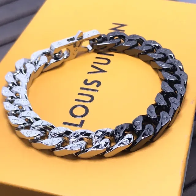 Louis Vuitton Iconic Curb Link Two-Tone Monogram Bracelet 3