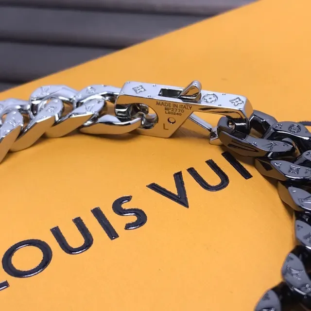 Louis Vuitton Iconic Curb Link Two-Tone Monogram Bracelet 4