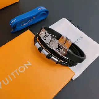 Louis Vuitton Iconic Monogram Black Braided Leather Bracelet