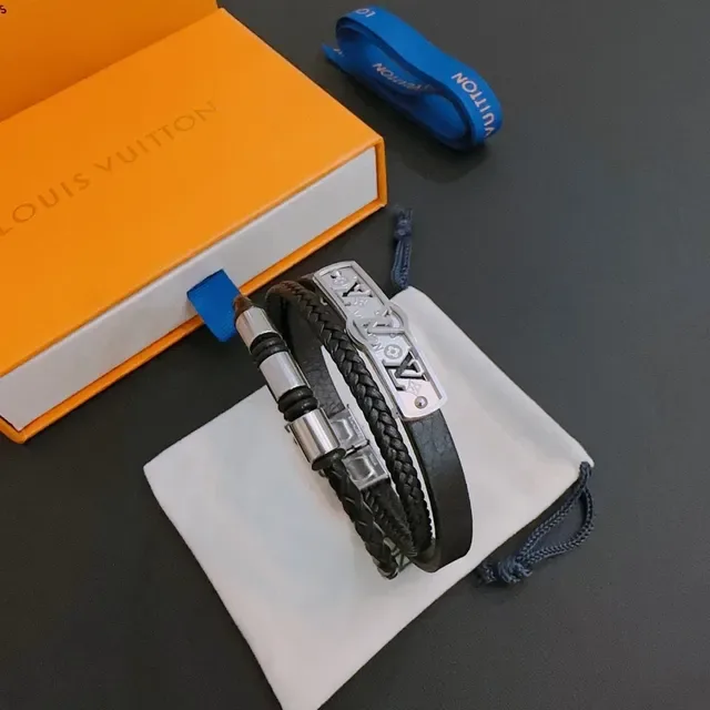 Louis Vuitton Iconic Monogram Black Braided Leather Bracelet 9