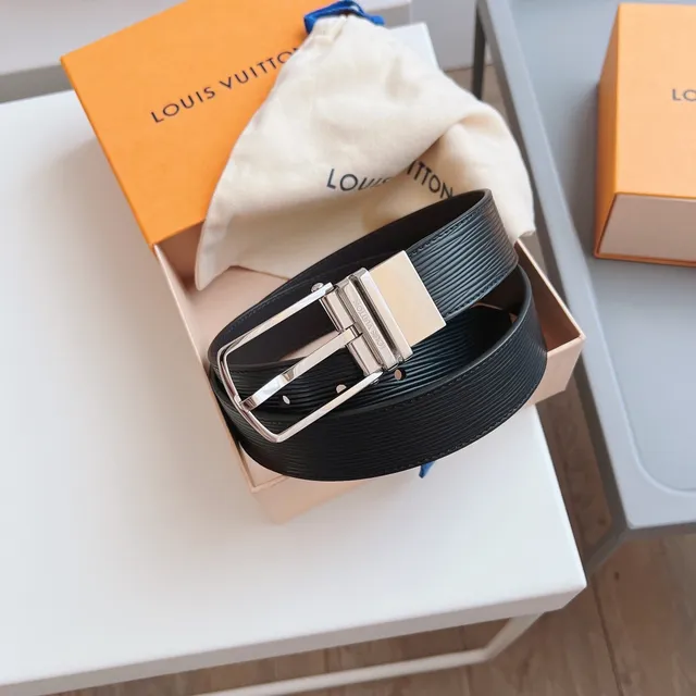 Louis Vuitton Initiales Reversible Black and Gray Leather Belt 4