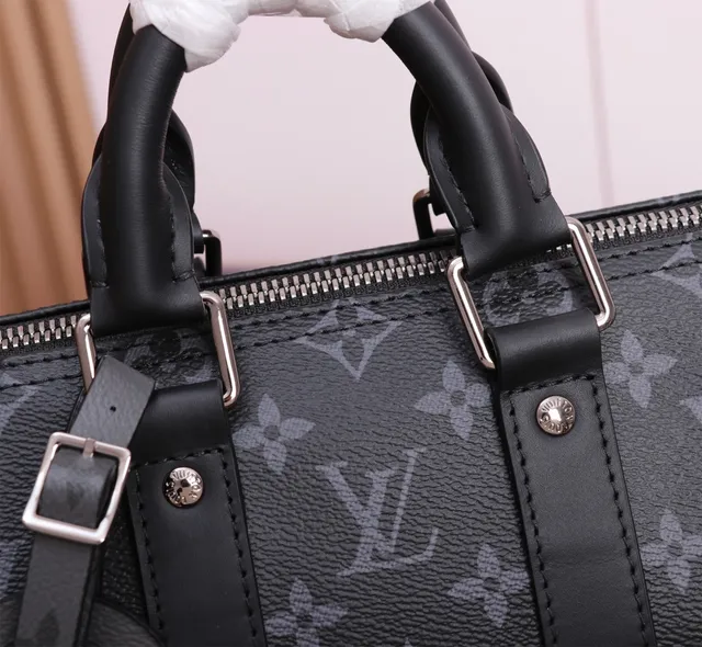 Louis Vuitton Keepall Bandoulière Black Monogram Canvas Boston Bag 5