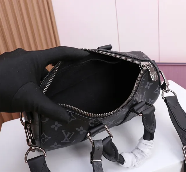 Louis Vuitton Keepall Bandoulière Black Monogram Canvas Boston Bag 7