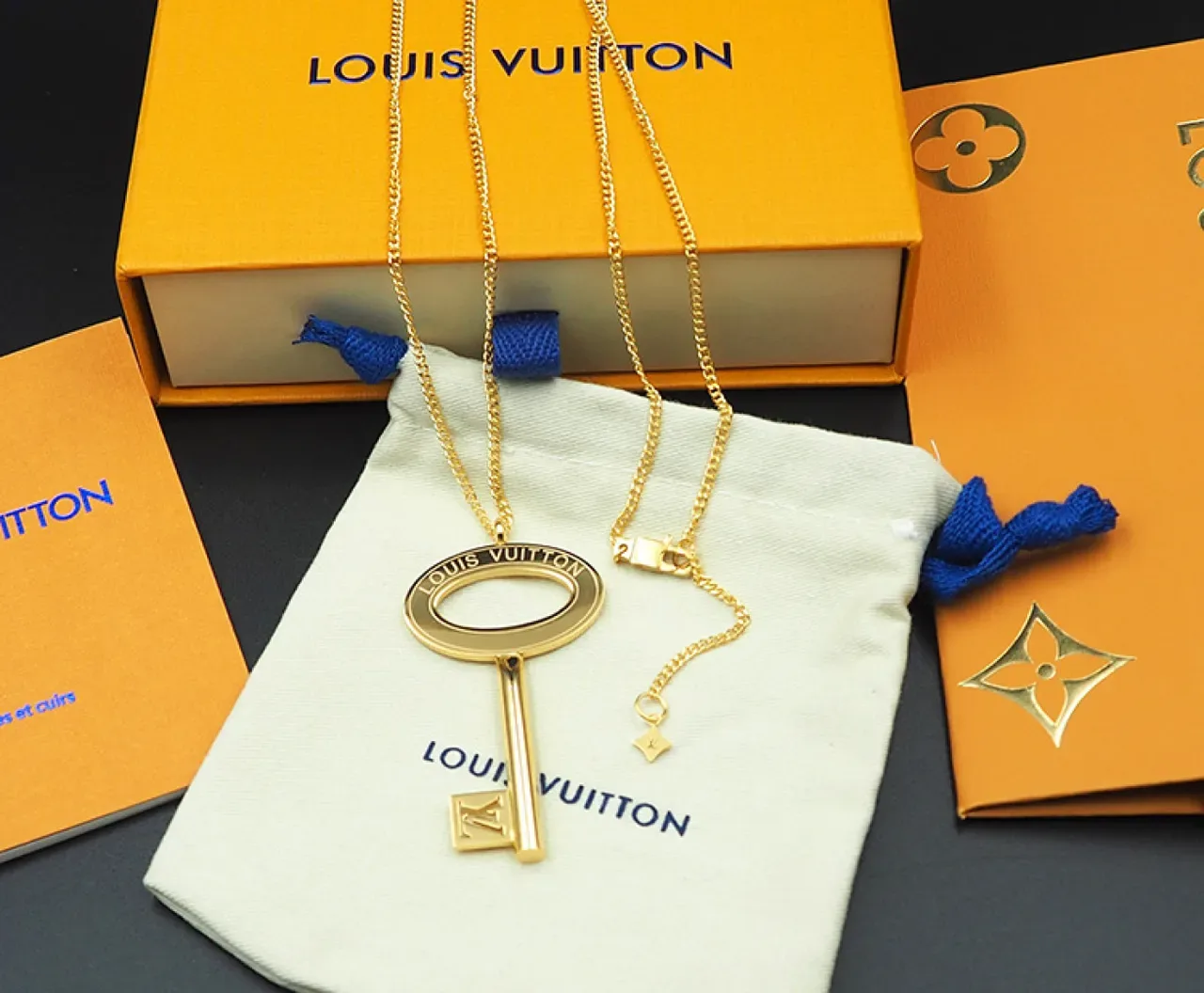 Louis Vuitton Key Pendant Gold-Tone Necklace 4