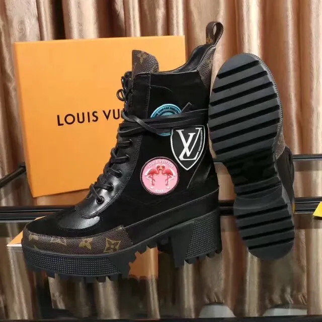 Louis Vuitton Le Cagole Black Monogram Canvas Flamingo Patch Ankle Boots 5