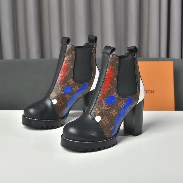Louis Vuitton Le Cagole बहुरंग मोनोग्राम एन्कल बूट 5