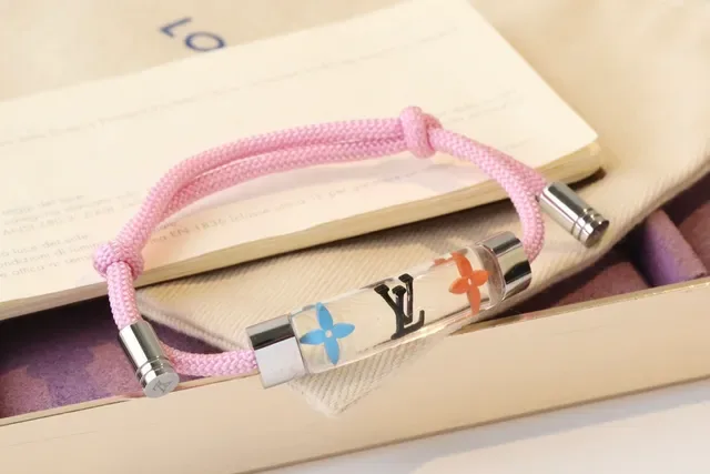 Louis Vuitton Les Parfums de Pink Transparent Braided Cord Cylindrical Charms Bracelet 2