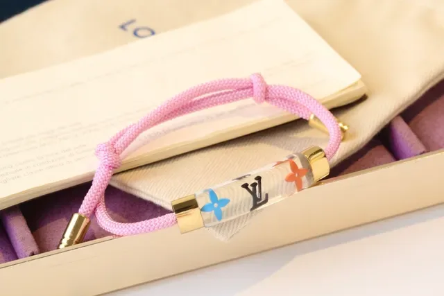 Louis Vuitton Les Parfums de Pink Transparent Braided Cord Cylindrical Charms Bracelet 5