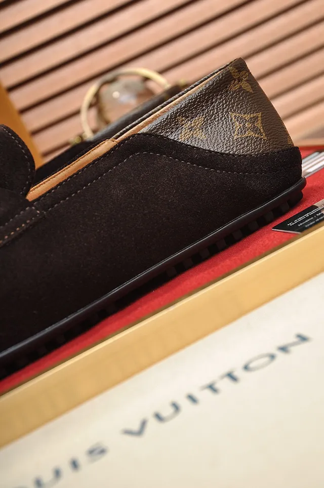 Louis Vuitton Loafer Black Brown Suede Upper Monogram Canvas Toe Cap Loafer 2
