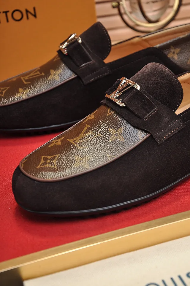 Louis Vuitton Loafer Black Brown Suede Upper Monogram Canvas Toe Cap Loafer 3