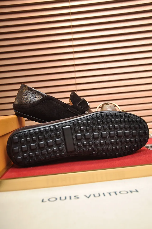Louis Vuitton Loafer Black Brown Suede Upper Monogram Canvas Toe Cap Loafer 4