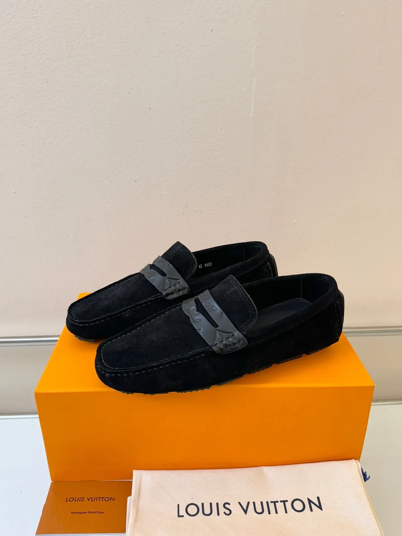Louis Vuitton Loafer Black Gray Suede Upper Metal LV Buckle Strap Loafer 3