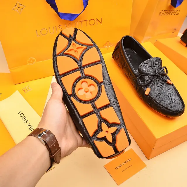 Louis Vuitton Loafer Black Orange Monogram-Embossed Leather Decorative Bow Loafer 3