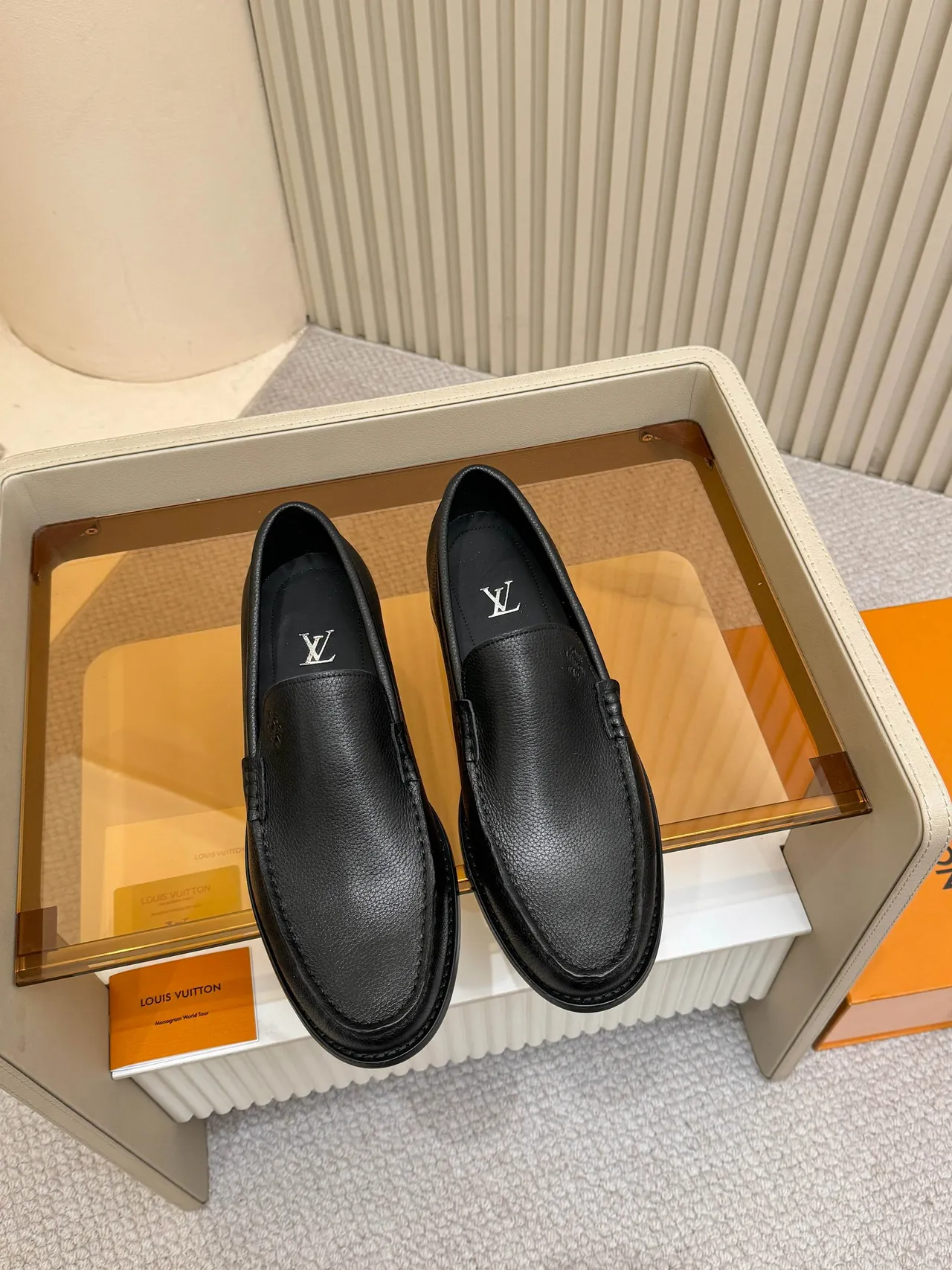 Louis Vuitton Loafer Black Pebbled Leather Braided Strap Loafer 5