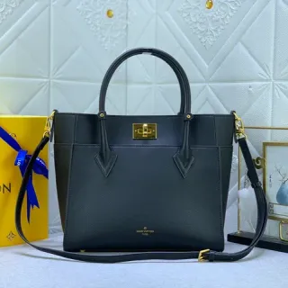 Louis Vuitton Lockme Tote Black Pebbled Leather Top-Handle Tote Bag