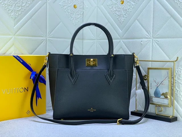 Louis Vuitton Lockme Tote Black Pebbled Leather Top-Handle Tote Bag 2