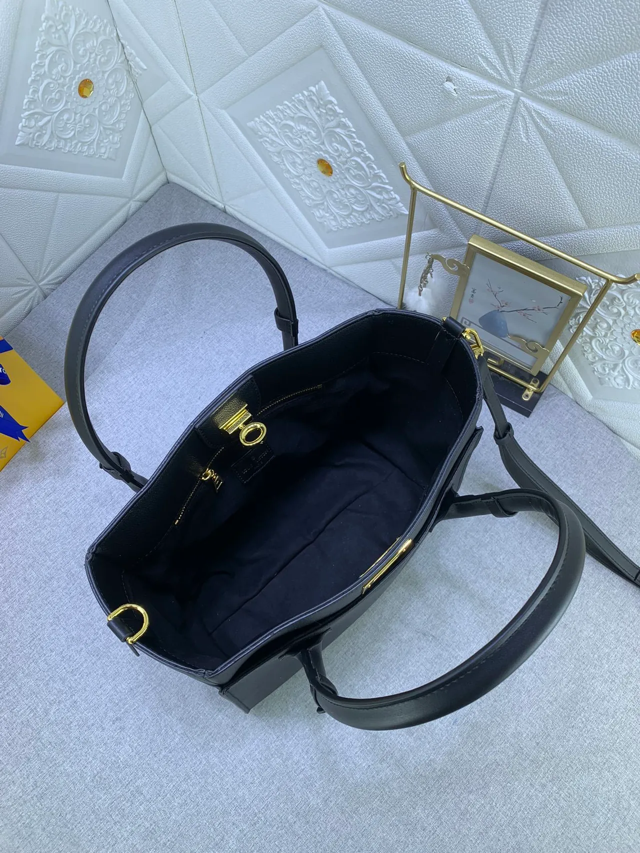 Louis Vuitton Lockme Tote Black Pebbled Leather Top-Handle Tote Bag 6
