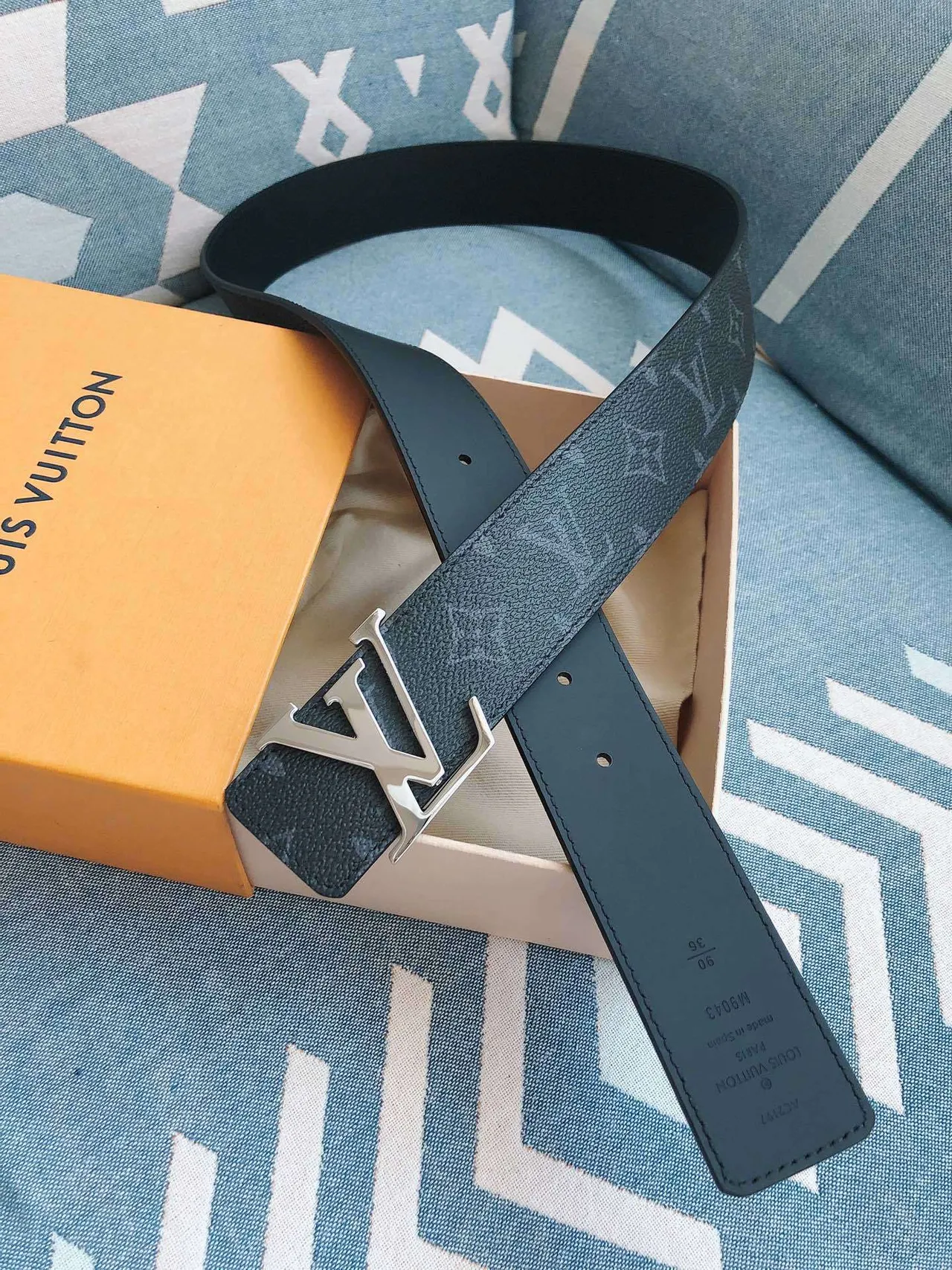Louis Vuitton LV Belt Monogram Teal Leather Belt 2