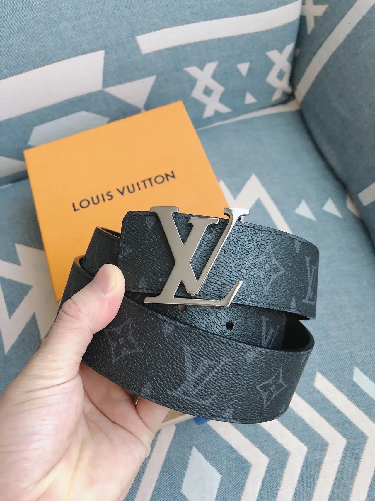 Louis Vuitton LV Belt Monogram Teal Leather Belt 3