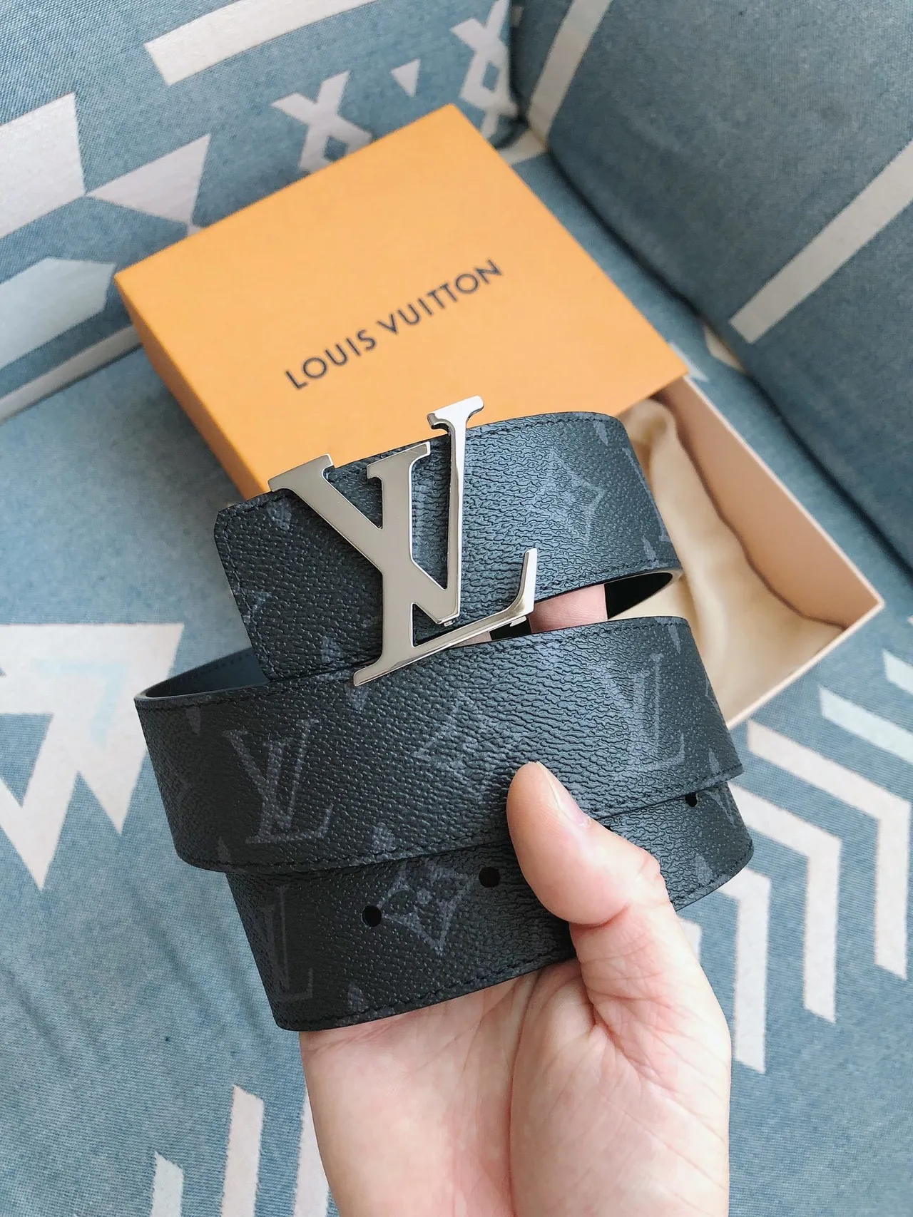 Louis Vuitton LV Belt Monogram Teal Leather Belt 4