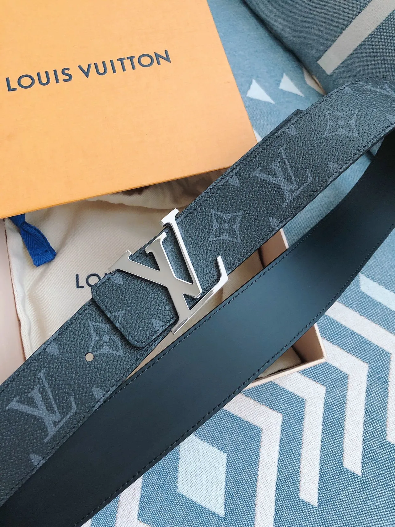 Louis Vuitton LV Belt Monogram Teal Leather Belt 5
