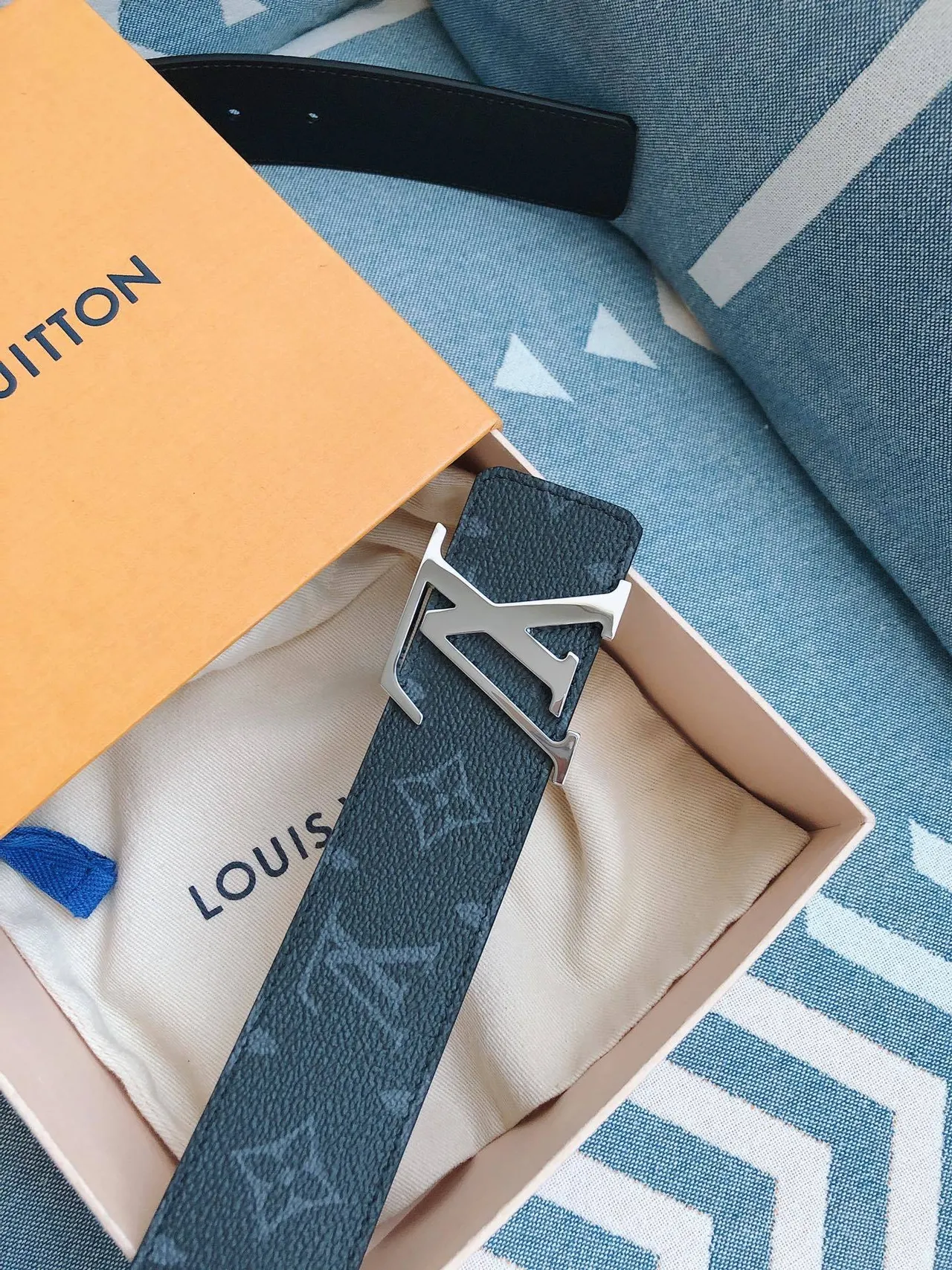 Louis Vuitton LV Belt Monogram Teal Leather Belt 9