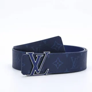 Louis Vuitton LV নেভি ব্লু মোনোগ্রাম-কোটেড চামড়ার বেল্ট
