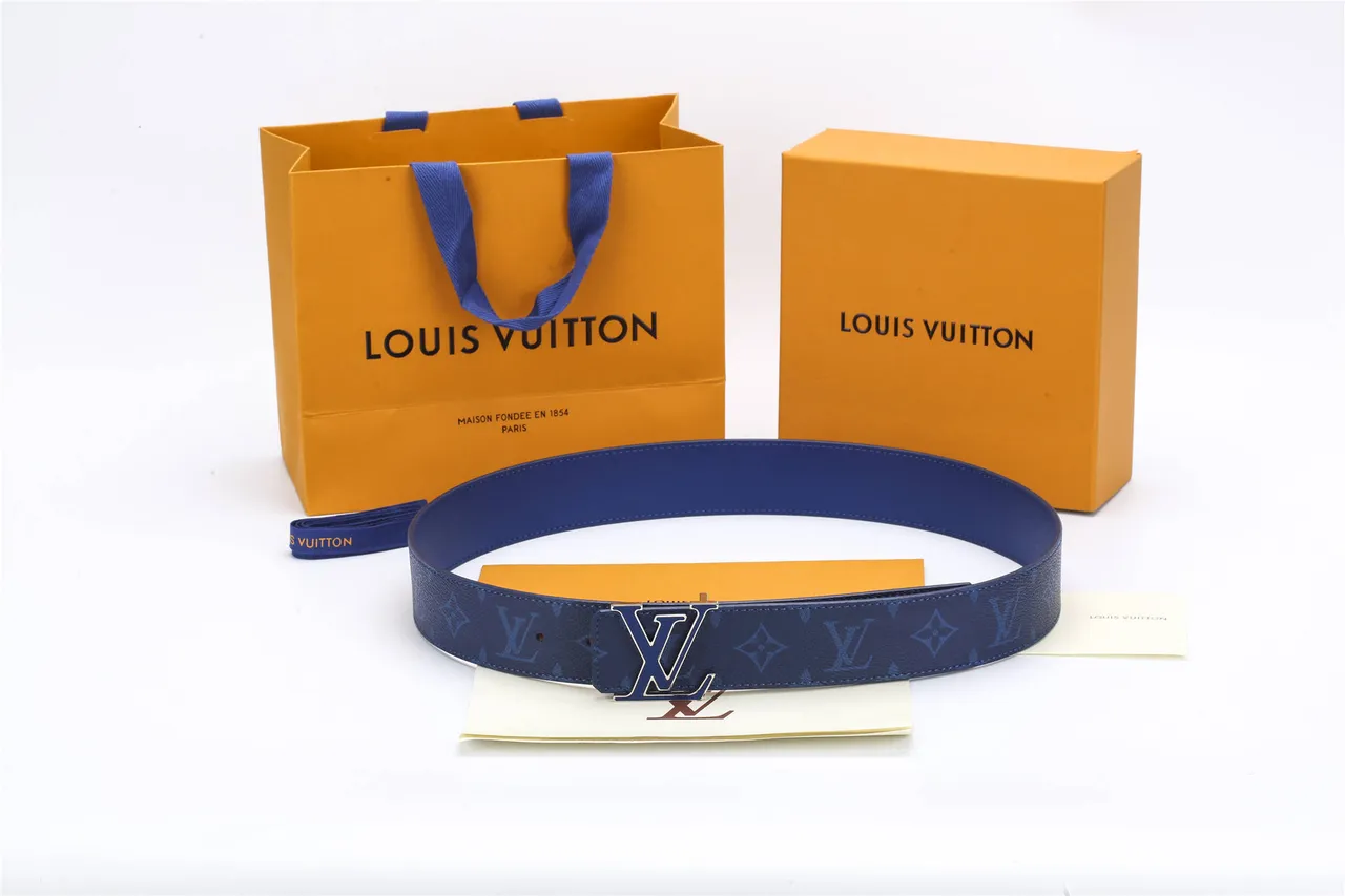 Louis Vuitton LV Belt Navy Blue Monogram-Coated Leather Belt 2