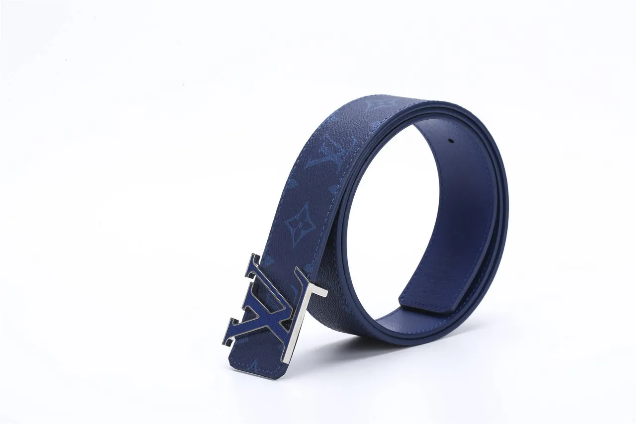Louis Vuitton LV Belt Navy Blue Monogram-Coated Leather Belt 5
