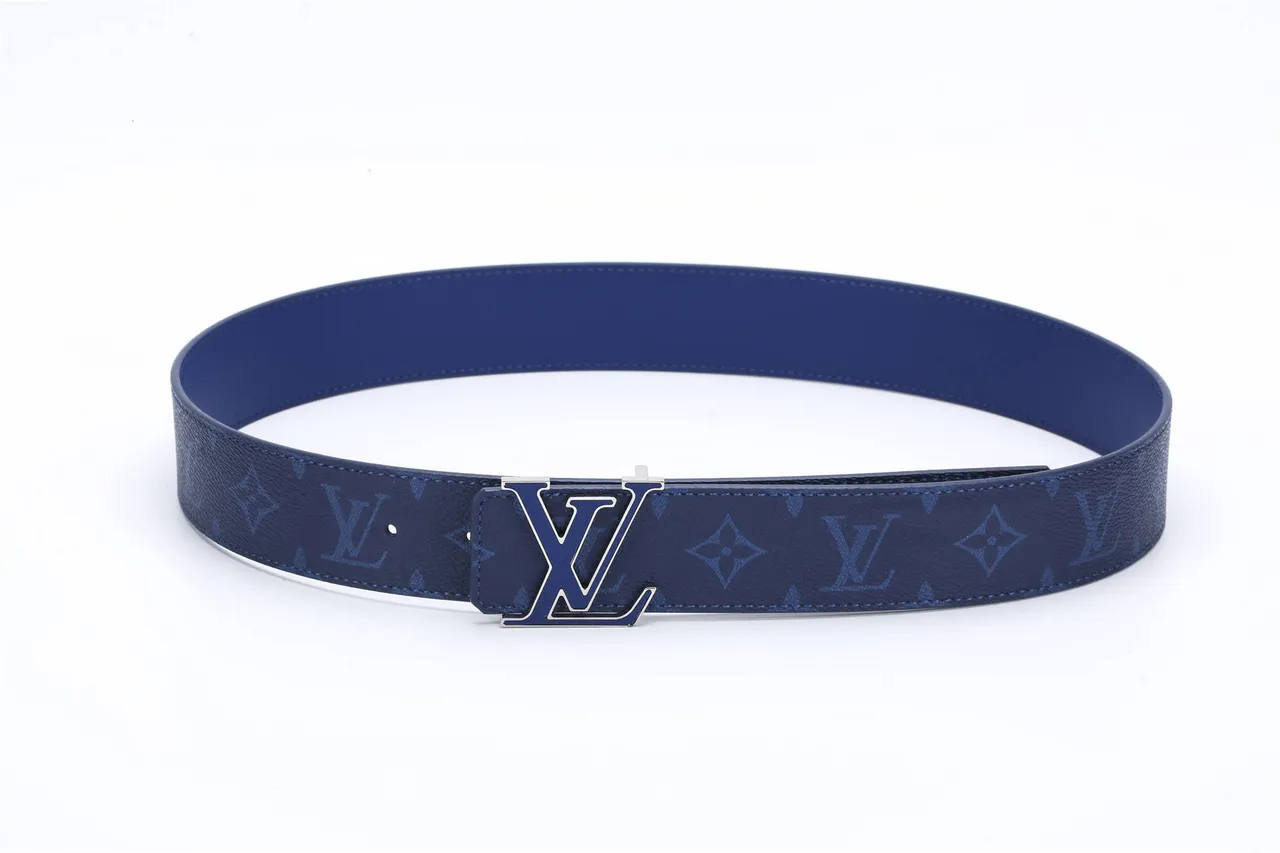 Louis Vuitton LV Belt Navy Blue Monogram-Coated Leather Belt 7