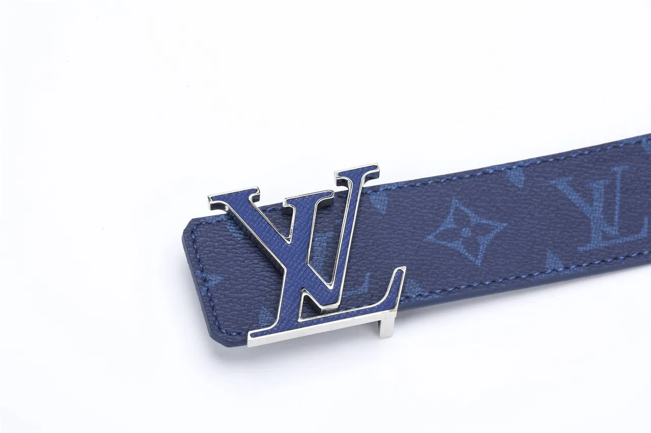 Louis Vuitton LV Belt Navy Blue Monogram-Coated Leather Belt 10