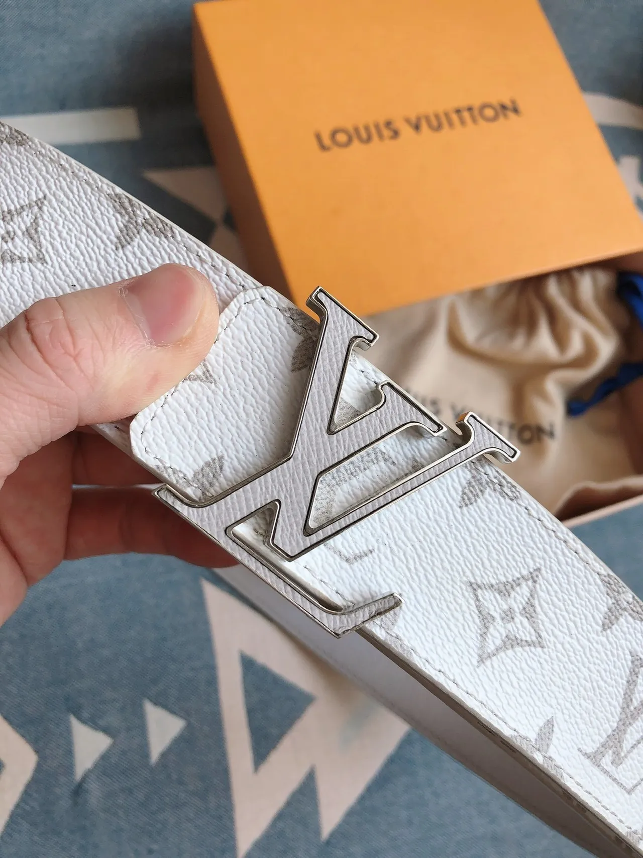 Louis Vuitton LV Belt Twist White Monogram Leather Belt 8