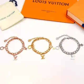 Louis Vuitton LV Chain Gold Silver Monogram Charm Bracelet