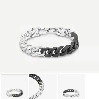 Louis Vuitton LV Chain Links Bracelet Silver and Black Bracelet