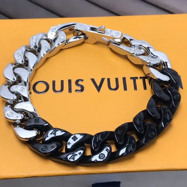 Louis Vuitton LV Chain Links Bracelet Silver and Black Bracelet 3