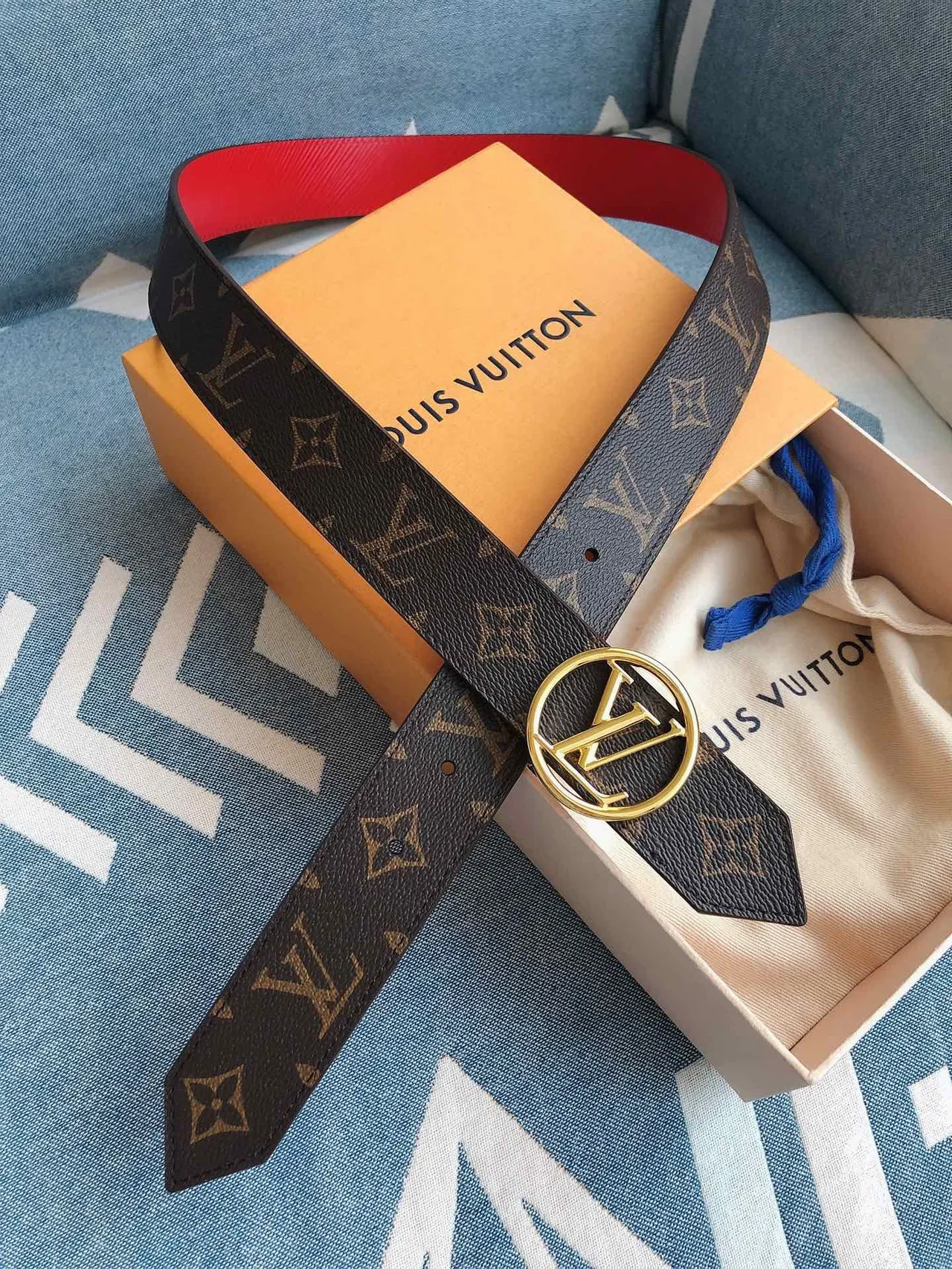 Louis Vuitton LV Circle Belt Monogram Canvas Gold-Tone Leather Belt 2