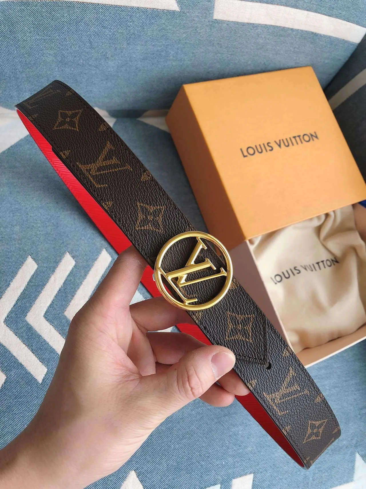 Louis Vuitton LV Circle Belt Monogram Canvas Gold-Tone Leather Belt 3