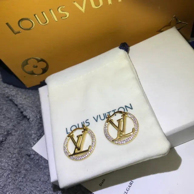 Louis Vuitton LV Circle Gold Transparent Circular Hoop Pavé Crystal Border Earrings 3