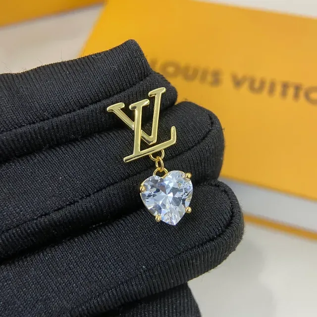 Boucles d'oreilles Louis Vuitton LV Cœur Doré Transparent Monogramme Cristal 3