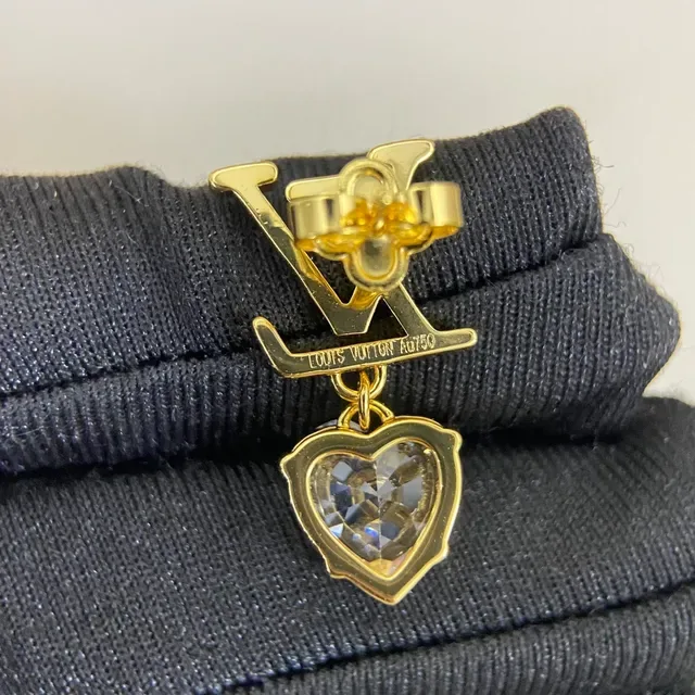 Boucles d'oreilles Louis Vuitton LV Cœur Doré Transparent Monogramme Cristal 4