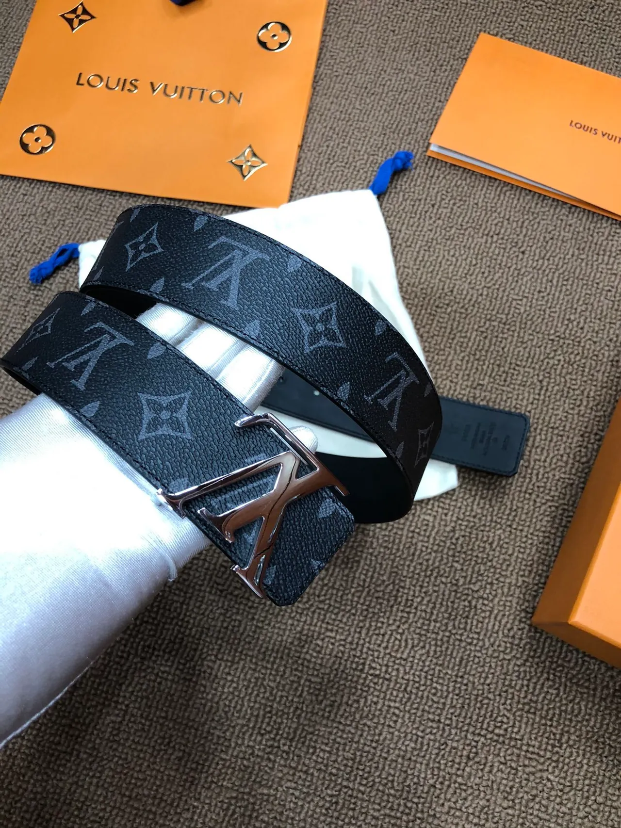 Louis Vuitton LV Initiales Black Monogram Leather Belt 4