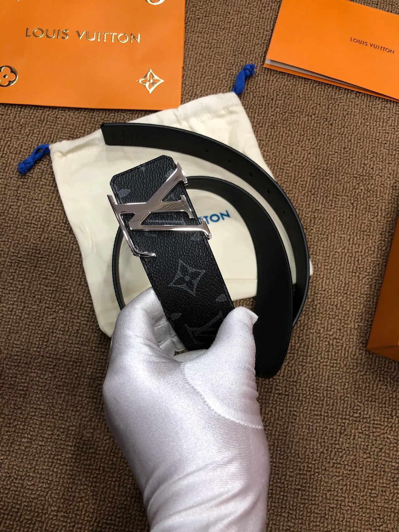 Louis Vuitton LV Initiales Black Monogram Leather Belt 7